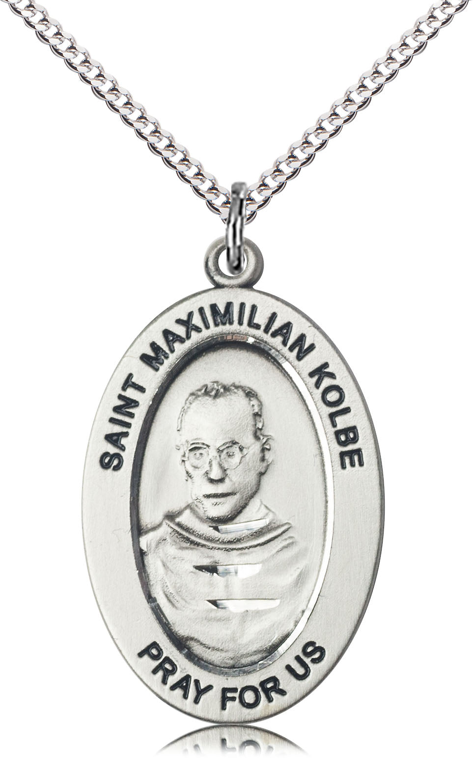 Saint Maximilian Kolbe Pendant - 18" Chain Necklace