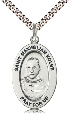 Saint Maximilian Kolbe Pendant - 24" Chain Necklace