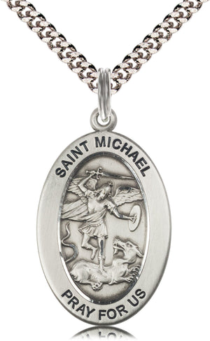 Saint Michael the Archangel Pendant - 24" Chain Necklace