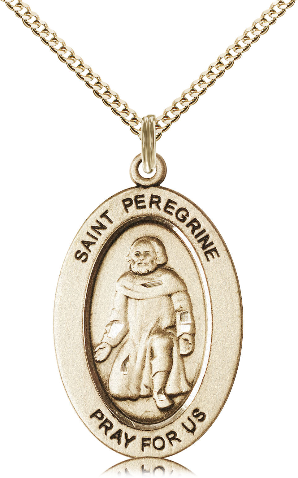 Saint Peregrine Pendant - 18" Chain Necklace
