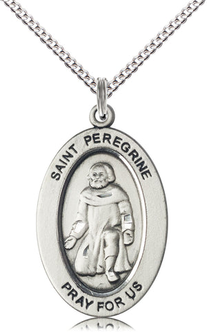 Saint Peregrine Pendant - 18" Chain Necklace