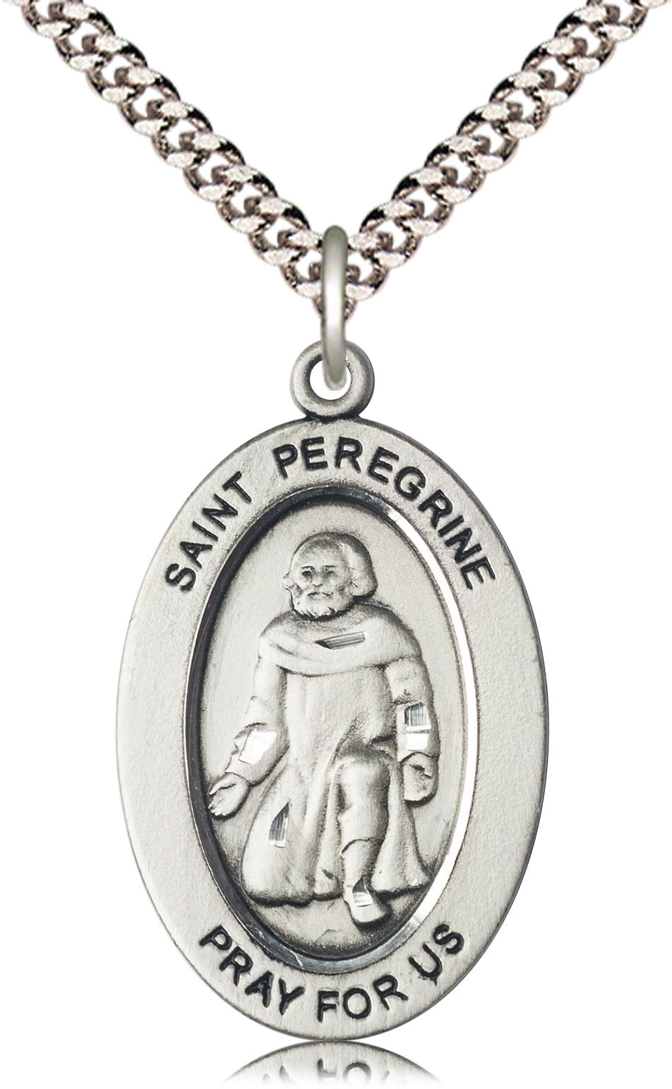 Saint Peregrine Pendant - 24" Chain Necklace