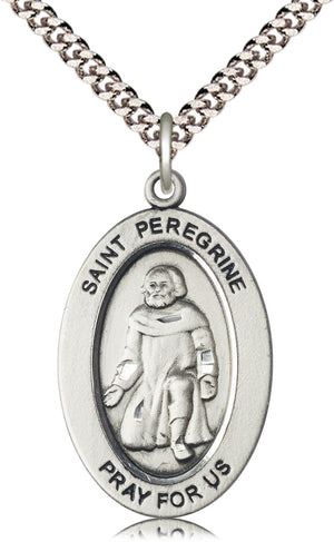 Saint Peregrine Pendant - 24" Chain Necklace
