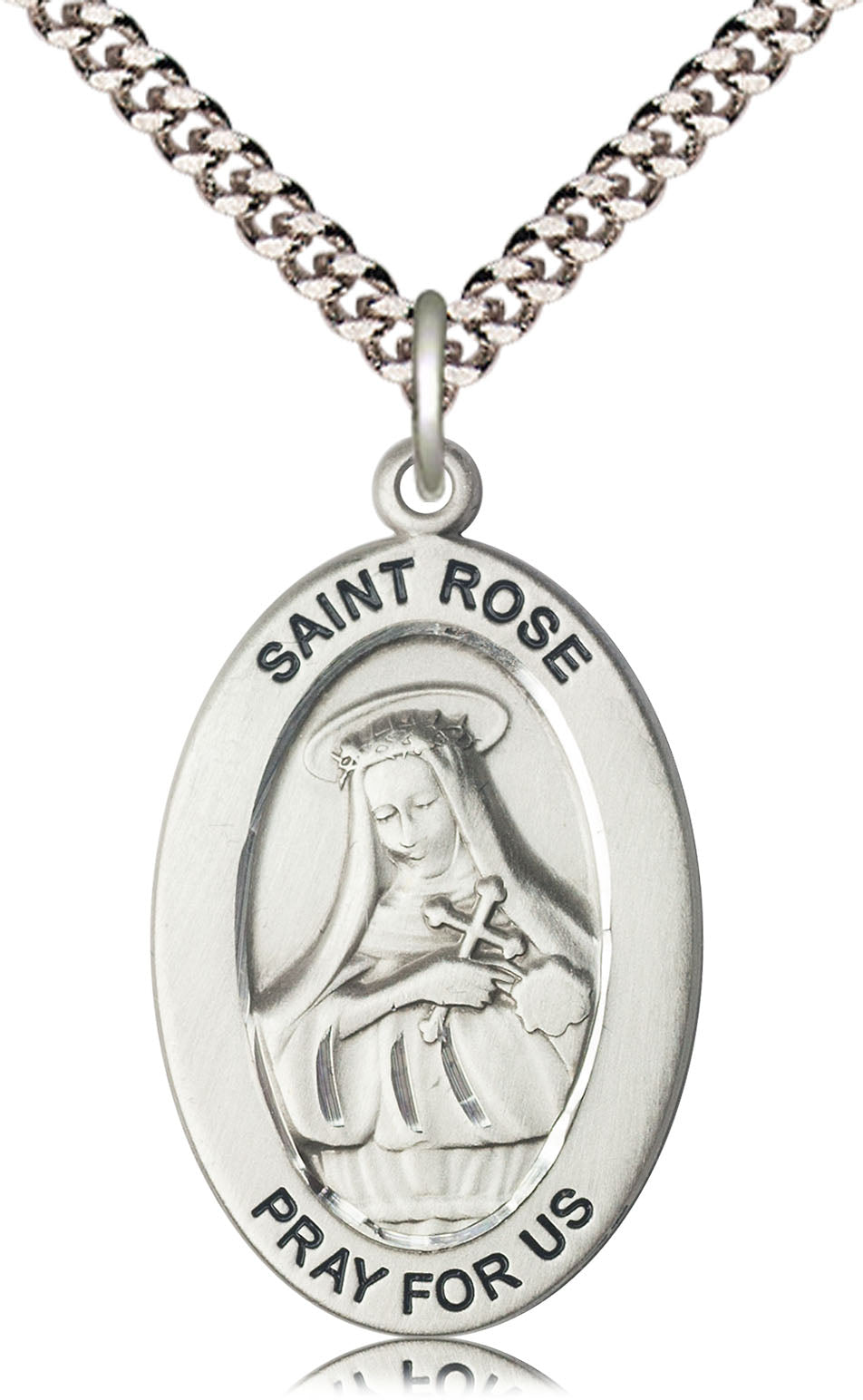 Saint Rose of Lima Pendant - 24" Chain Necklace