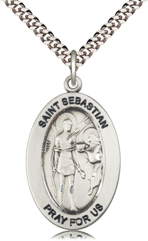 Saint Sebastian Pendant - 24" Chain Necklace