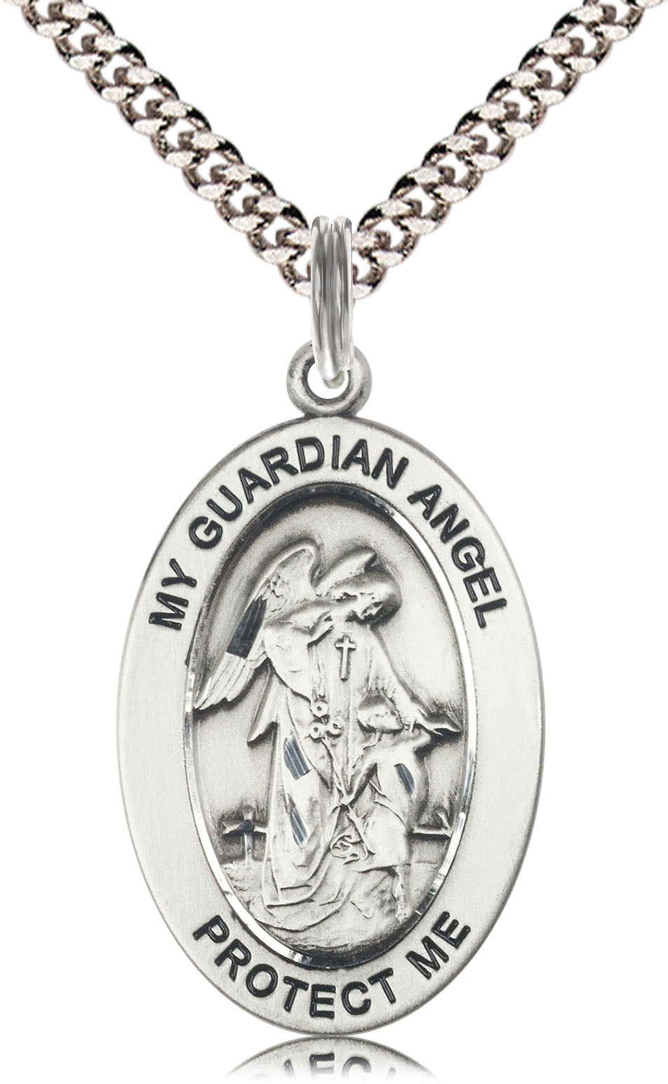 Guardian Angel w/Child Pendant Necklace