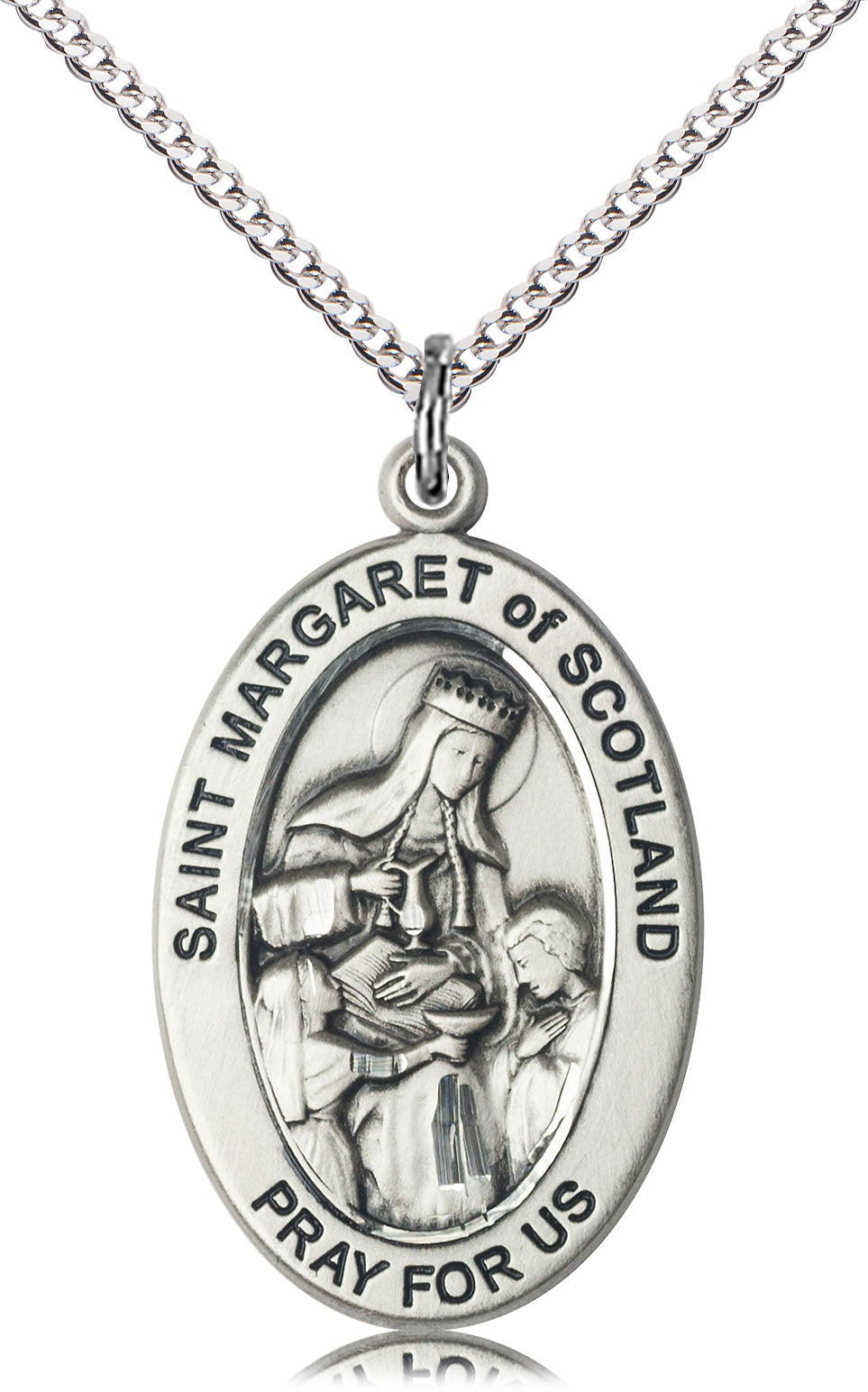 Saint Margaret of Scotland Pendant - 18" Chain Necklace