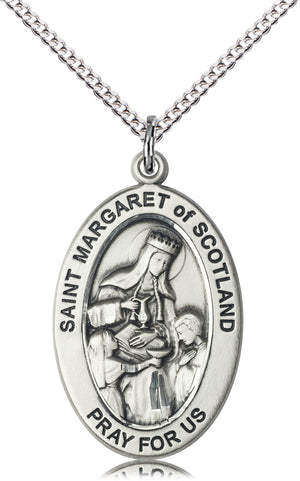 Saint Margaret of Scotland Pendant - 18" Chain Necklace
