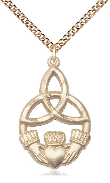 Irish Knot Claddagh Pendant - 24" Chain