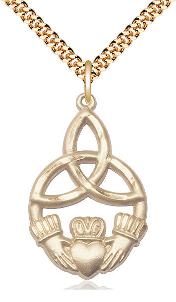 Irish Knot Claddagh Pendant - 24" Chain
