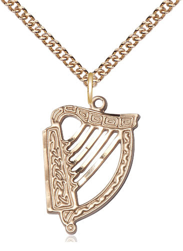 Irish Harp Pendant - 24" Chain