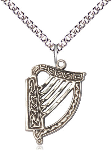 Irish Harp Pendant - 24" Chain