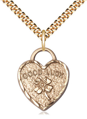 Good Luck Shamrock Heart Pendant Necklace
