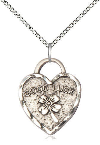 Good Luck Shamrock Heart Pendant Necklace