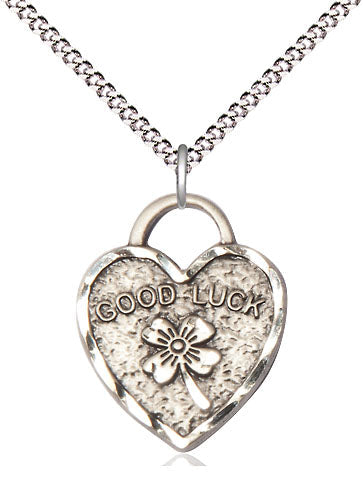 Good Luck Shamrock Heart Pendant Necklace