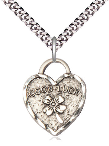 Good Luck Shamrock Heart Pendant Necklace