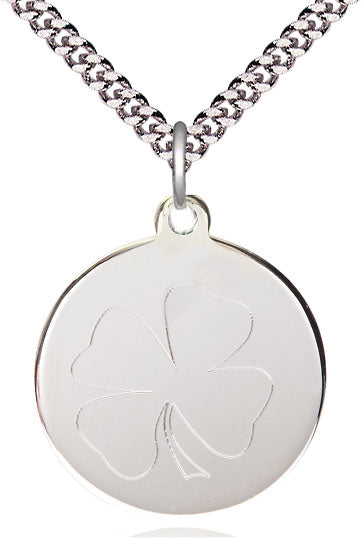 Shamrock Pendant with a Emerald bead - 24" Chain