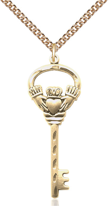Key w/Claddagh Pendant Necklace