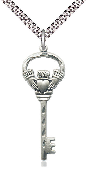 Key w/Claddagh Pendant Necklace