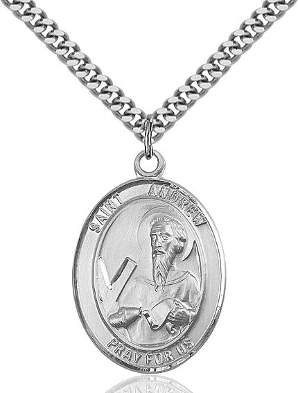 Saint Andrew the Apostle Pendant - 24" Chain Necklace