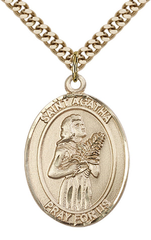 Saint Agatha Pendant - 24" Chain Necklace