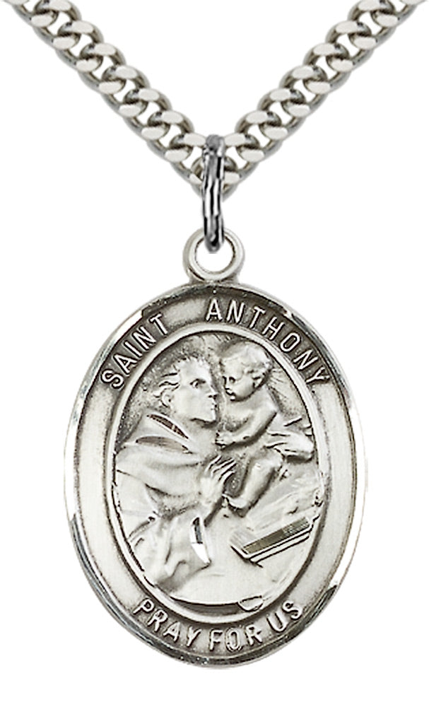 Saint Anthony of Padua Pendant - 24" Chain Necklace
