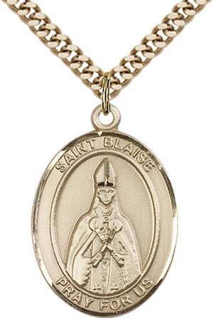 Saint Blaise Pendant - 24" Chain Necklace