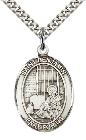 Saint Benjamin Pendant - 24" Chain Necklace