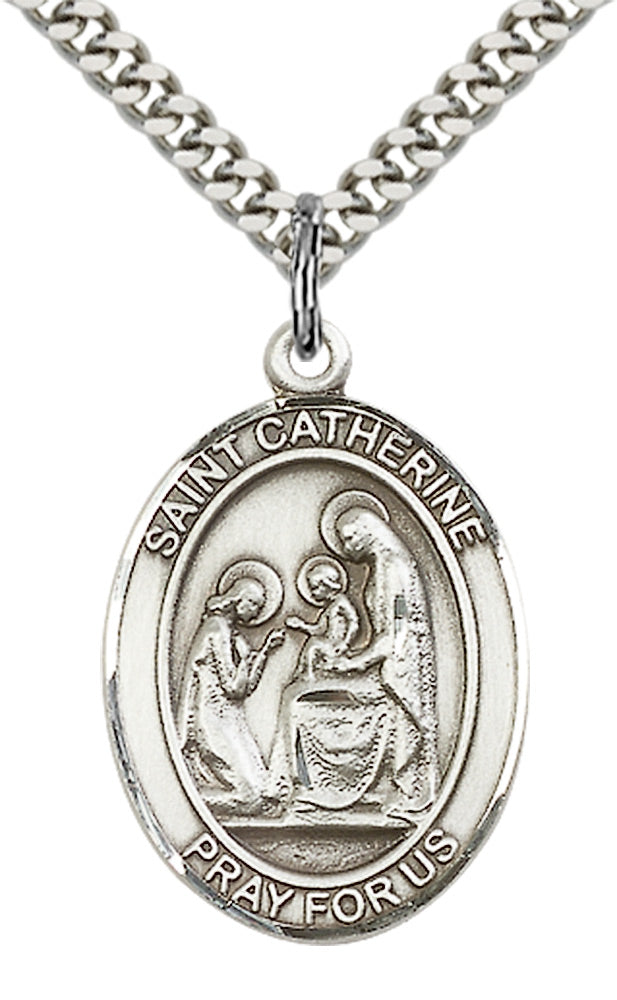 Saint Catherine of Siena Pendant - 24" Chain Necklace