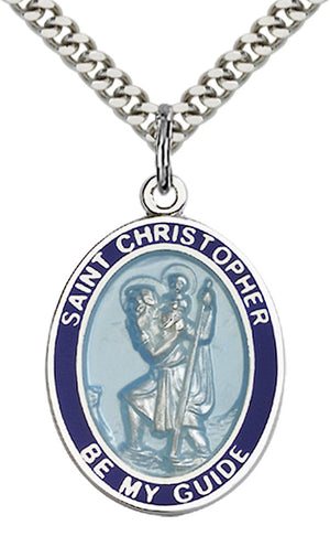 Saint Christopher Pendant - 24" Chain Necklace