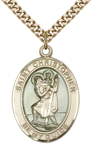 Saint Christopher w/Epoxy Pendant - 24" Chain Necklace