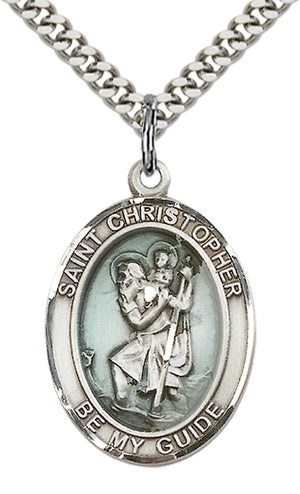 Saint Christopher w/Epoxy Pendant - 24" Chain Necklace