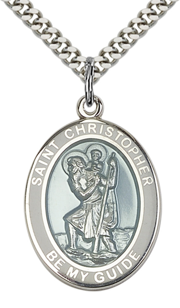 Saint Christopher Pendant - 24" Chain Necklace