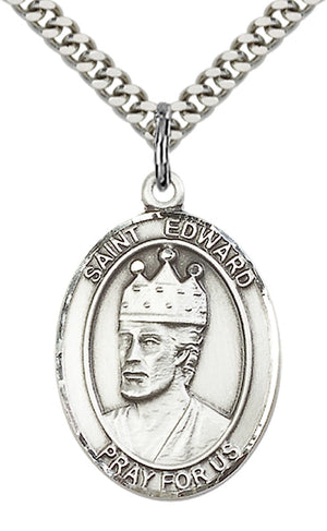 Saint Edward the Confessor Pendant - 24" Chain Necklace