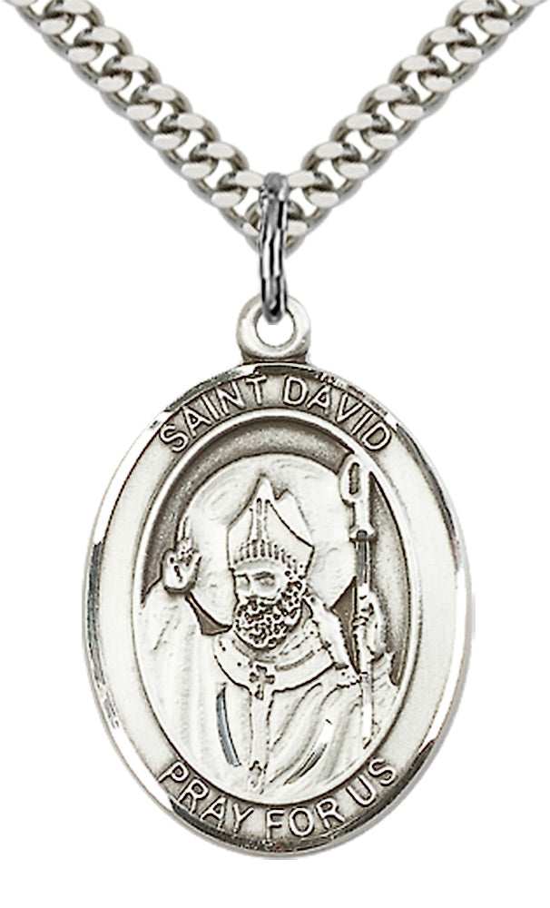 Saint David of Wales Pendant - 24" Chain Necklace