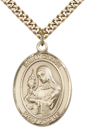 Saint Clare of Assisi Pendant - 24" Chain Necklace