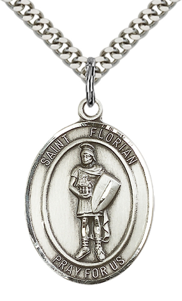 Saint Florian Pendant - 24" Chain Necklace