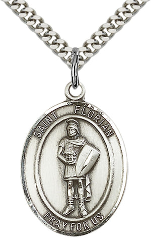 Saint Florian Pendant - 24" Chain Necklace