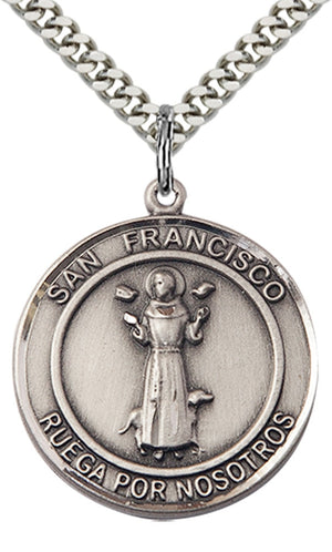 San Francis of Assisi Pendant - 24" Chain Necklace
