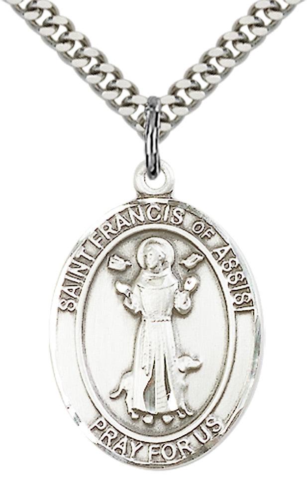 Saint Francis of Assisi Pendant - 24" Chain Necklace