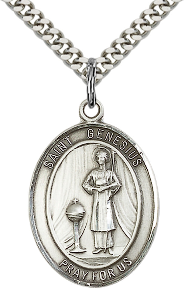 Saint Genesius of Rome Pendant - 24" Chain Necklace