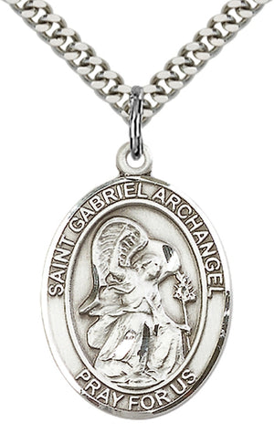 Saint Gabriel the Archangel Pendant - 24" Chain Necklace