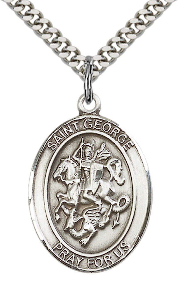Saint George Pendant - 24" Chain Necklace