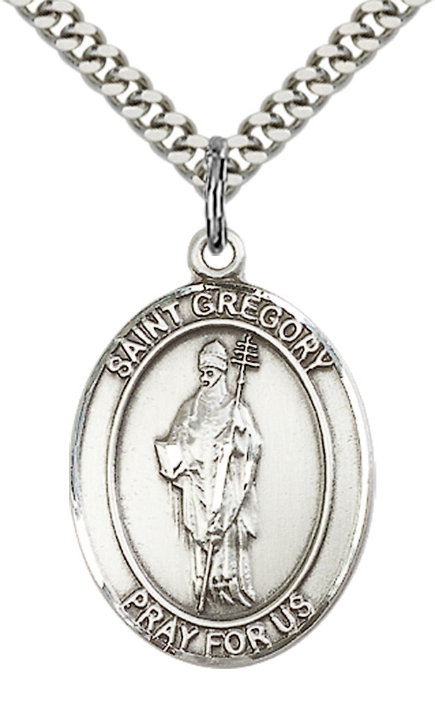 Saint Gregory the Great Pendant - 24" Chain Necklace