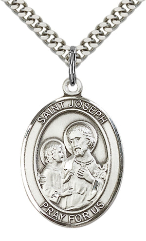 Saint Joseph Pendant - 24" Chain Necklace