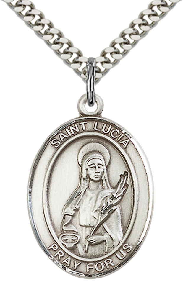 Saint Lucia of Syracuse Pendant - 24" Chain Necklace