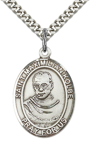 Saint Maximilian Kolbe Pendant - 24" Chain Necklace
