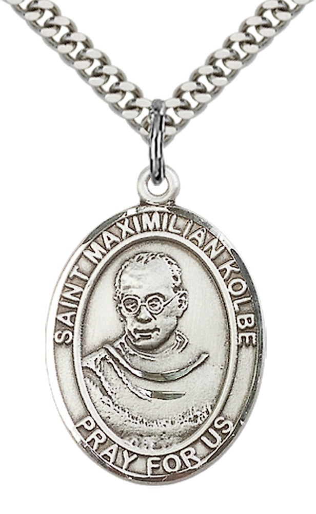 Saint Maximilian Kolbe Pendant - 24" Chain Necklace