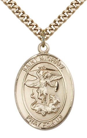 Saint Michael the Archangel Pendant - 24" Chain Necklace