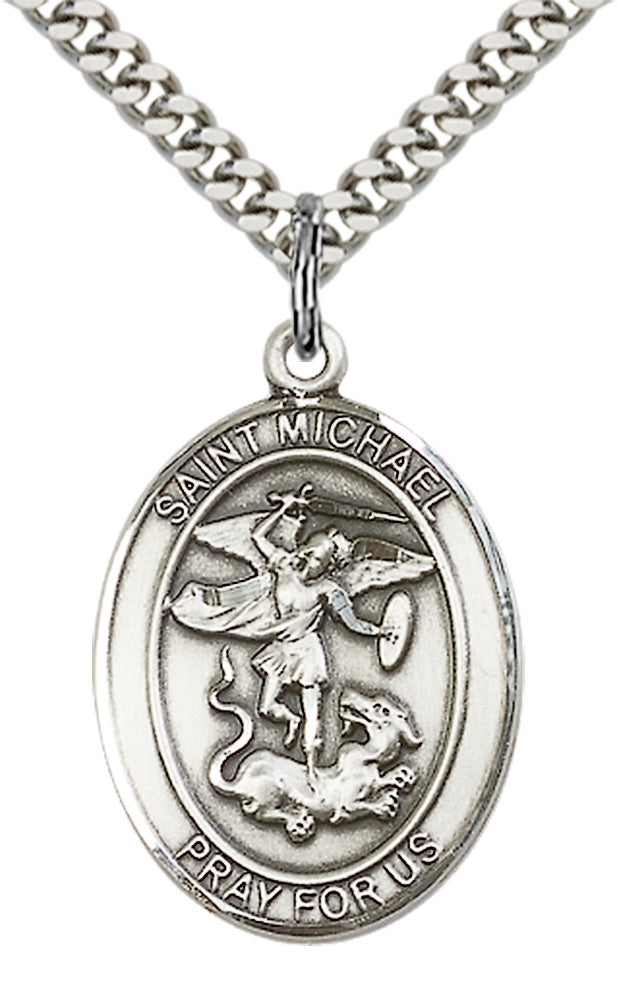 Saint Michael the Archangel Pendant - 24" Chain Necklace